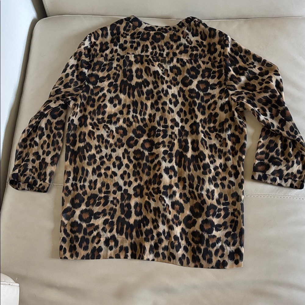 NWOT Sheer Leopard Print Blouse - Picture 2 of 3